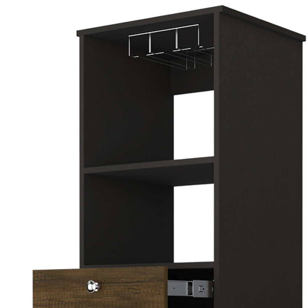 18" Black Bar Cabinet With Two Drawers - Homeroots - Flyclothing LLC
