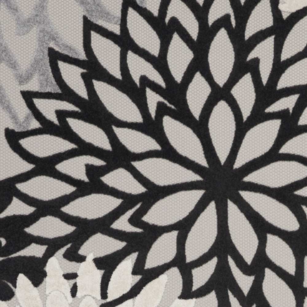 12' X 15' Black And White Floral Non Skid Indoor Outdoor Area Rug - Homeroots - Flyclothing LLC