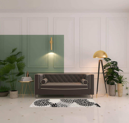 2' X 6' Black And White Floral Non Skid Indoor Outdoor Runner Rug - Homeroots - Flyclothing LLC