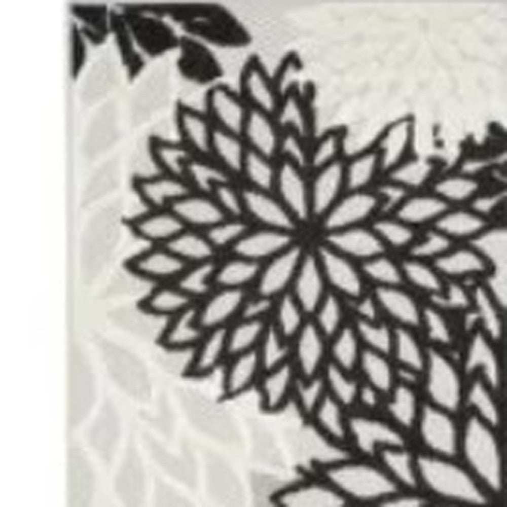 2' X 10' Black And White Floral Non Skid Indoor Outdoor Runner Rug - Homeroots - Flyclothing LLC