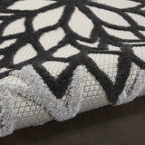 2' X 10' Black And White Floral Non Skid Indoor Outdoor Runner Rug - Homeroots