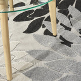 8' X 8' Black And White Round Floral Non Skid Indoor Outdoor Area Rug - Homeroots - Flyclothing LLC
