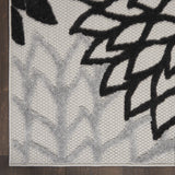 10' X 13' Black And White Floral Non Skid Indoor Outdoor Area Rug - Homeroots