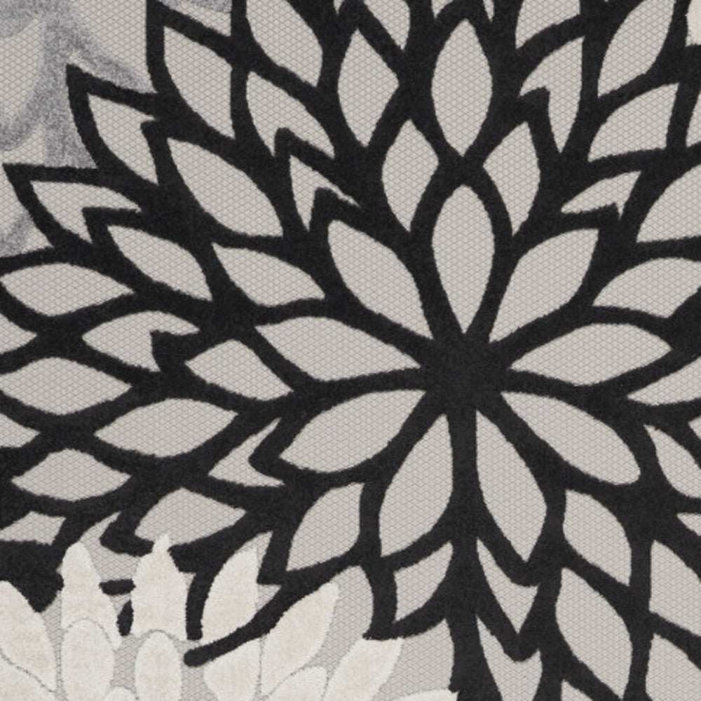 10' X 13' Black And White Floral Non Skid Indoor Outdoor Area Rug - Homeroots - Flyclothing LLC