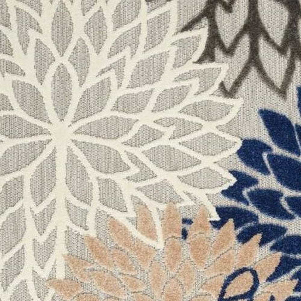 3' X 5' Blue Floral Non Skid Indoor Outdoor Area Rug - Homeroots - Flyclothing LLC