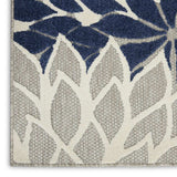 10' X 13' Ivory And Navy Floral Non Skid Indoor Outdoor Area Rug - Homeroots - Flyclothing LLC