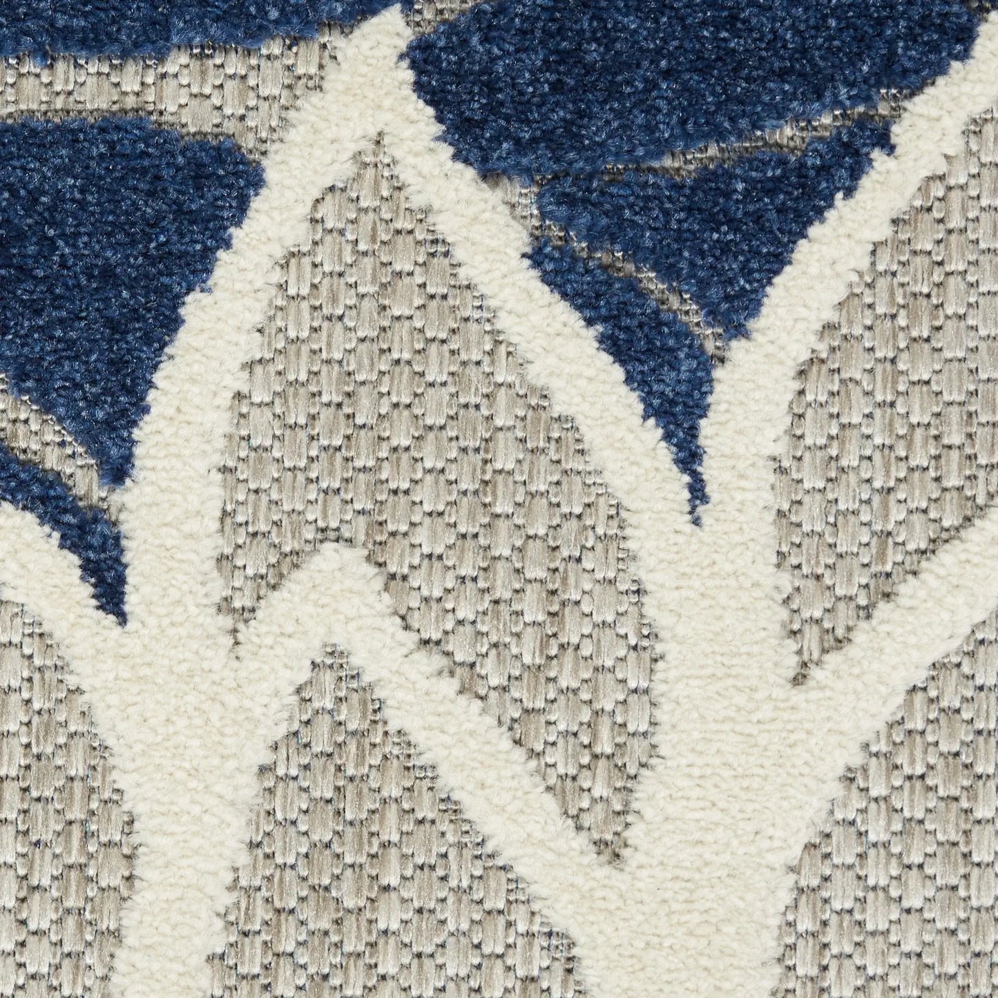 10' X 13' Ivory And Navy Floral Non Skid Indoor Outdoor Area Rug - Homeroots - Flyclothing LLC