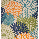 9' X 12' Orange Green And Blue Floral Non Skid Indoor Outdoor Area Rug - Homeroots