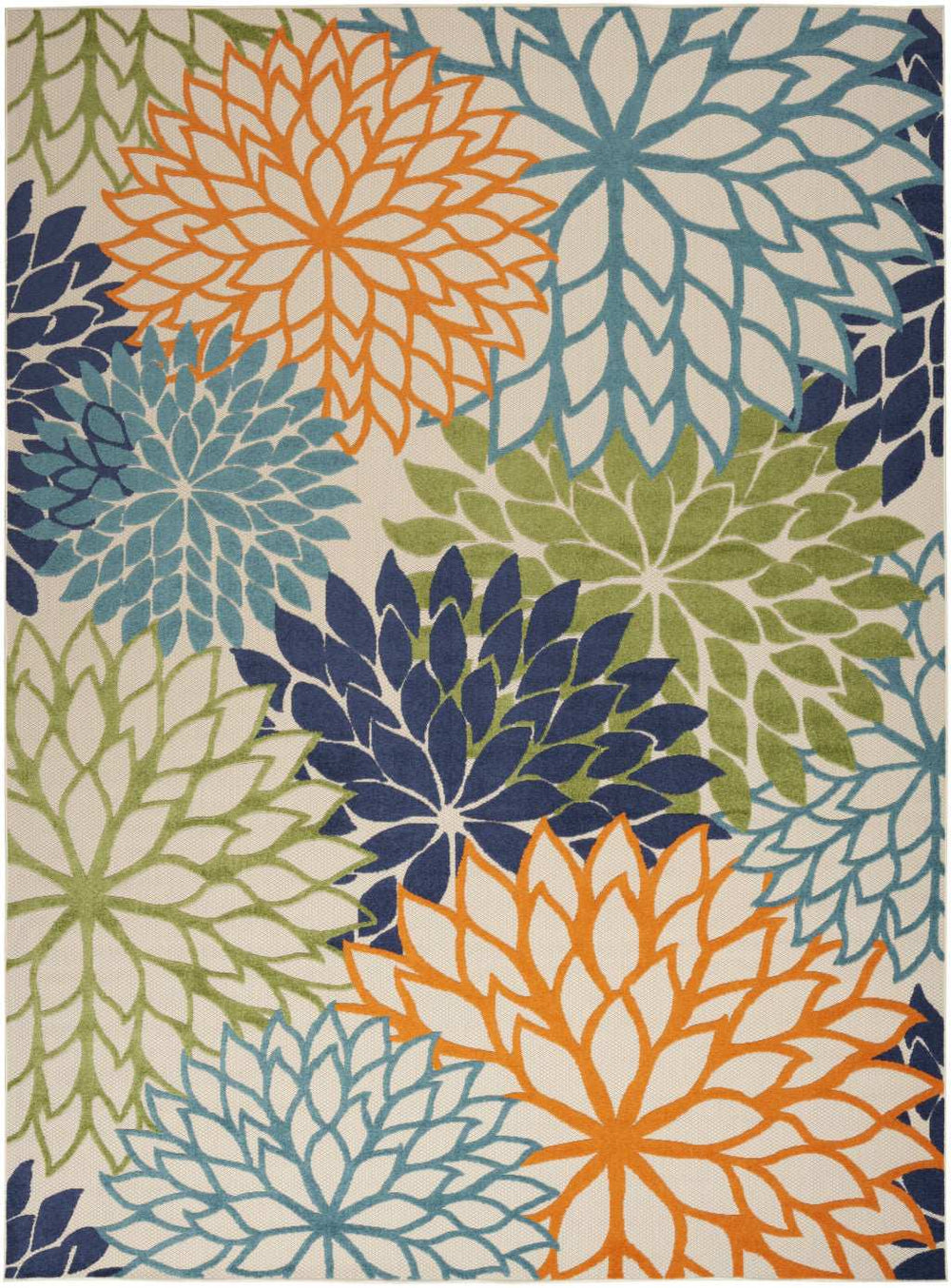 9' X 12' Orange Green And Blue Floral Non Skid Indoor Outdoor Area Rug - Homeroots - Flyclothing LLC
