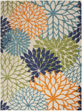 9' X 12' Orange Green And Blue Floral Non Skid Indoor Outdoor Area Rug - Homeroots