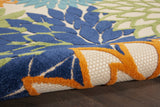 9' X 12' Orange Green And Blue Floral Non Skid Indoor Outdoor Area Rug - Homeroots