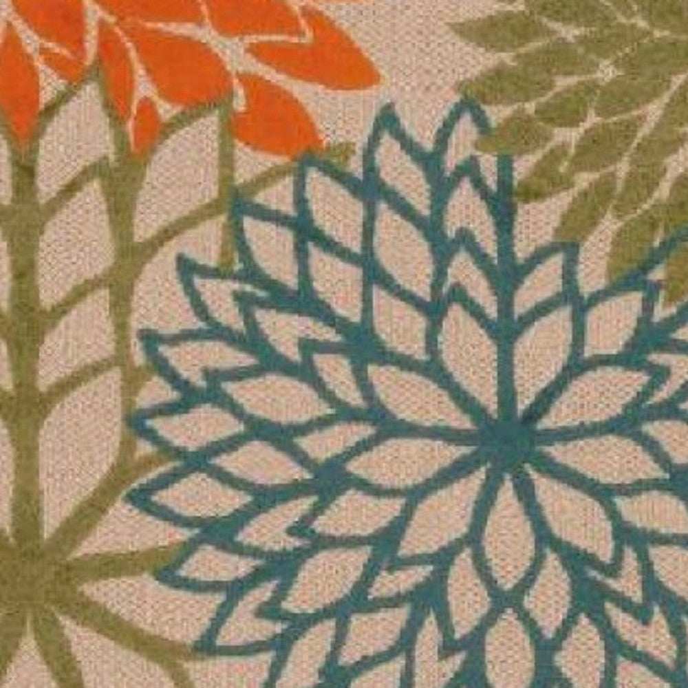 10' X 13' Orange Green And Blue Floral Non Skid Indoor Outdoor Area Rug - Homeroots - Flyclothing LLC