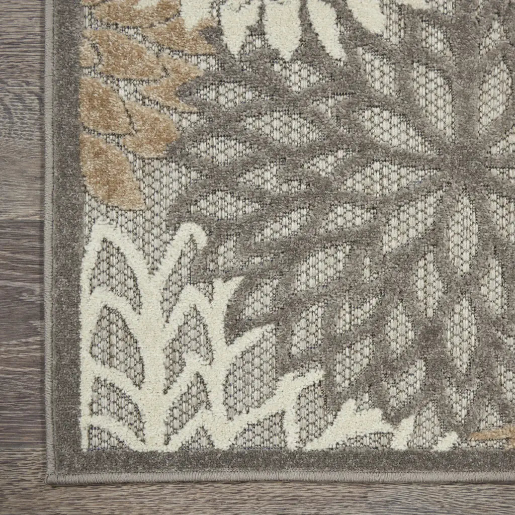 3' X 5' Natural Floral Non Skid Indoor Outdoor Area Rug - Homeroots - Flyclothing LLC