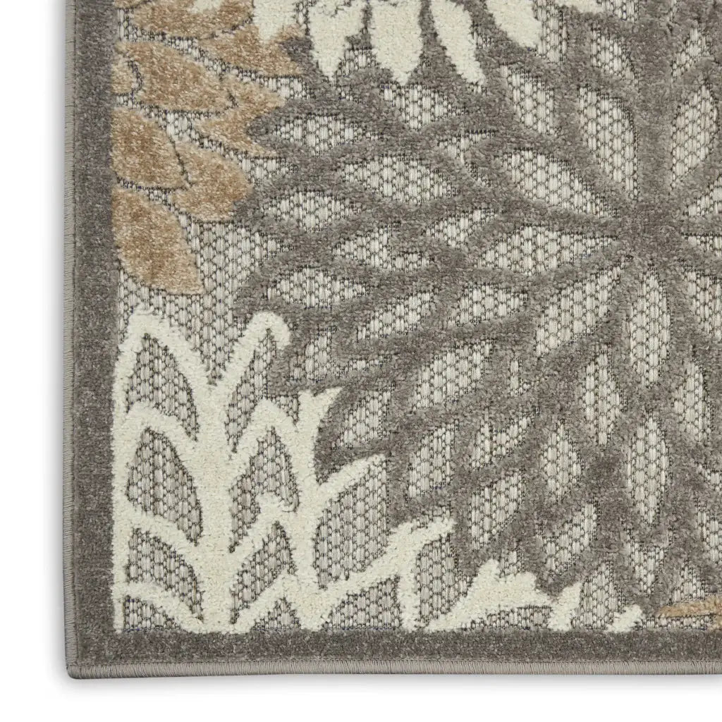 3' X 5' Natural Floral Non Skid Indoor Outdoor Area Rug - Homeroots - Flyclothing LLC
