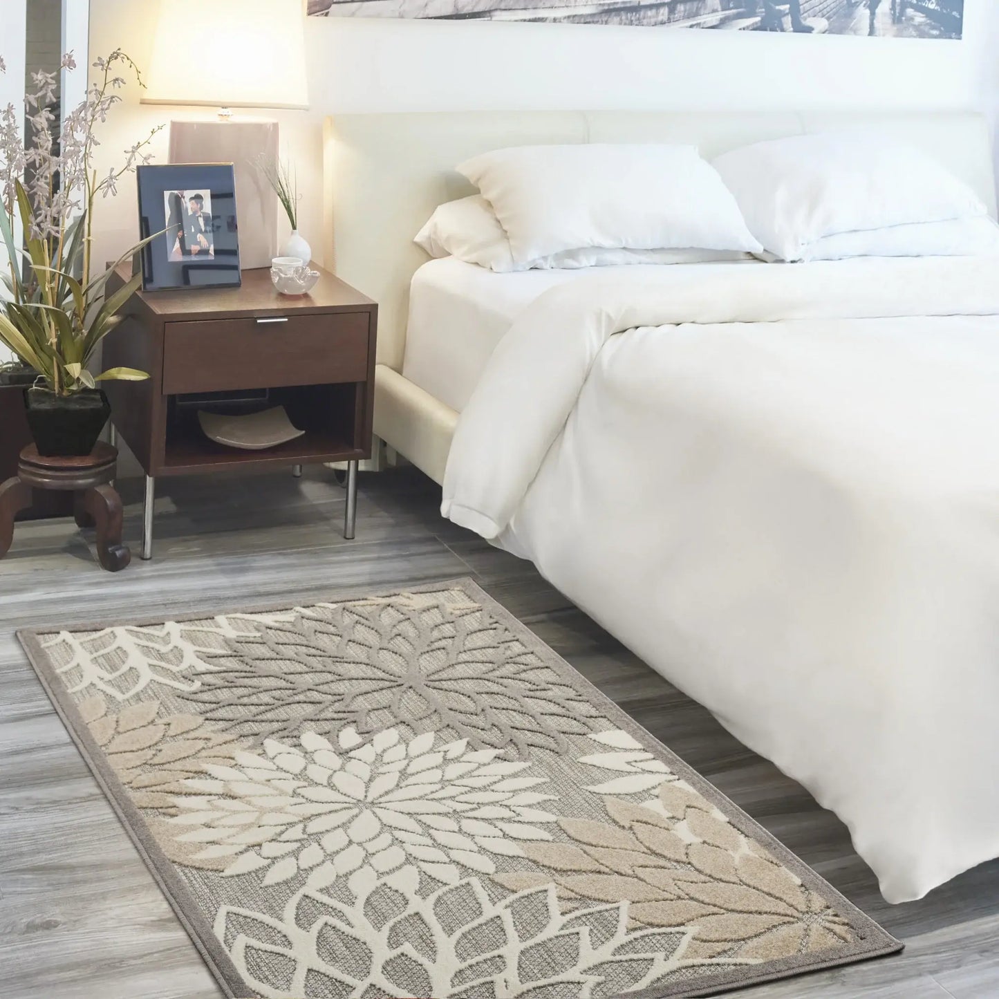 3' X 5' Natural Floral Non Skid Indoor Outdoor Area Rug - Homeroots - Flyclothing LLC