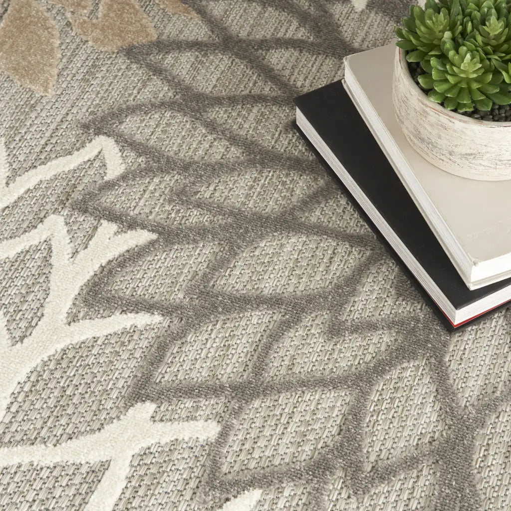 9' X 12' Natural Floral Non Skid Indoor Outdoor Area Rug - Homeroots - Flyclothing LLC