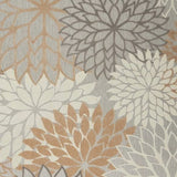 9' X 12' Natural Floral Non Skid Indoor Outdoor Area Rug - Homeroots
