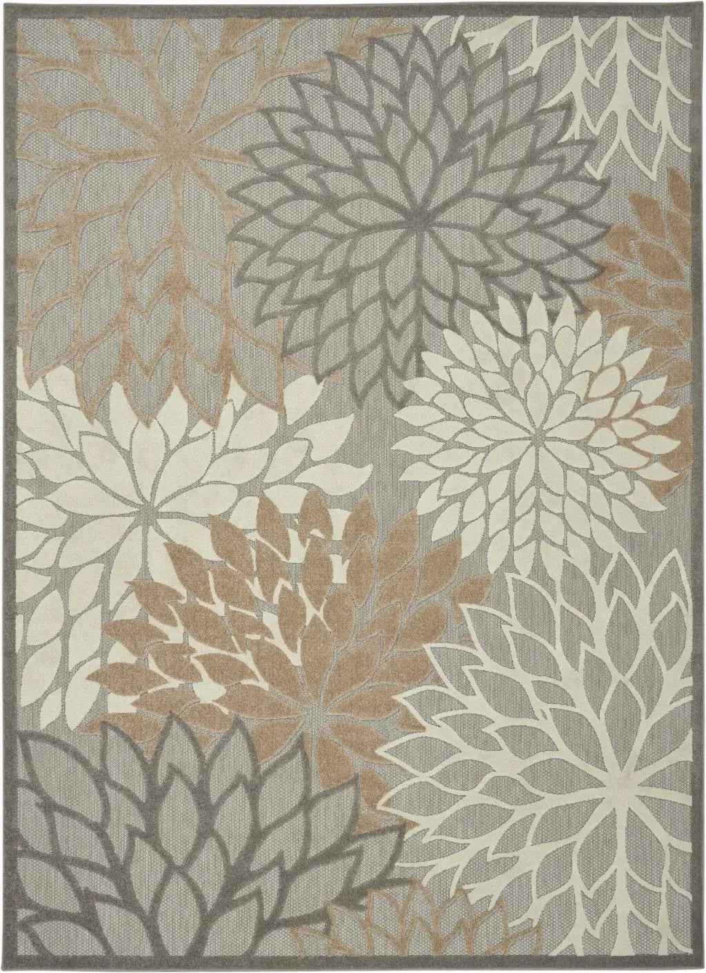 10' X 13' Natural Floral Non Skid Indoor Outdoor Area Rug - Homeroots - Flyclothing LLC
