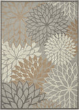 10' X 13' Natural Floral Non Skid Indoor Outdoor Area Rug - Homeroots