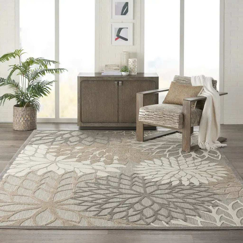 10' X 13' Natural Floral Non Skid Indoor Outdoor Area Rug - Homeroots - Flyclothing LLC