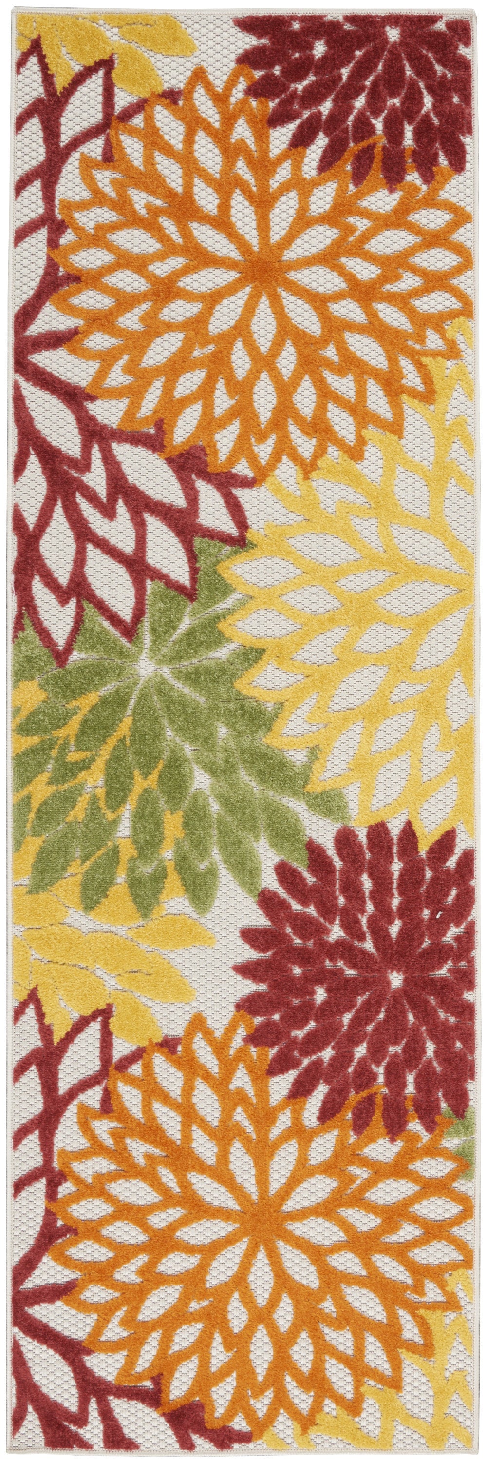 2' X 6' Red Floral Non Skid Indoor Outdoor Runner Rug - Homeroots