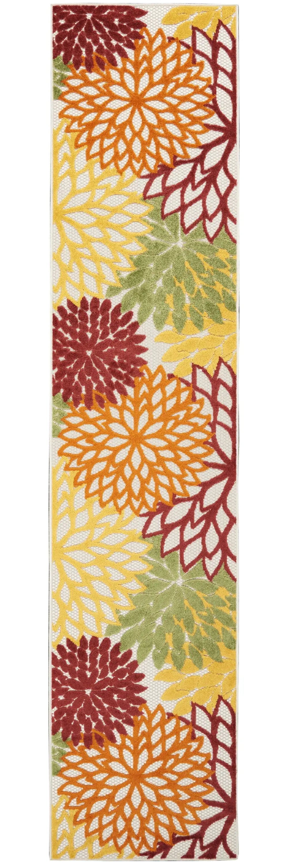 2' X 12' Red Floral Non Skid Indoor Outdoor Runner Rug - Homeroots - Flyclothing LLC