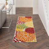 2' X 8' Red Floral Non Skid Indoor Outdoor Runner Rug - Homeroots - Flyclothing LLC