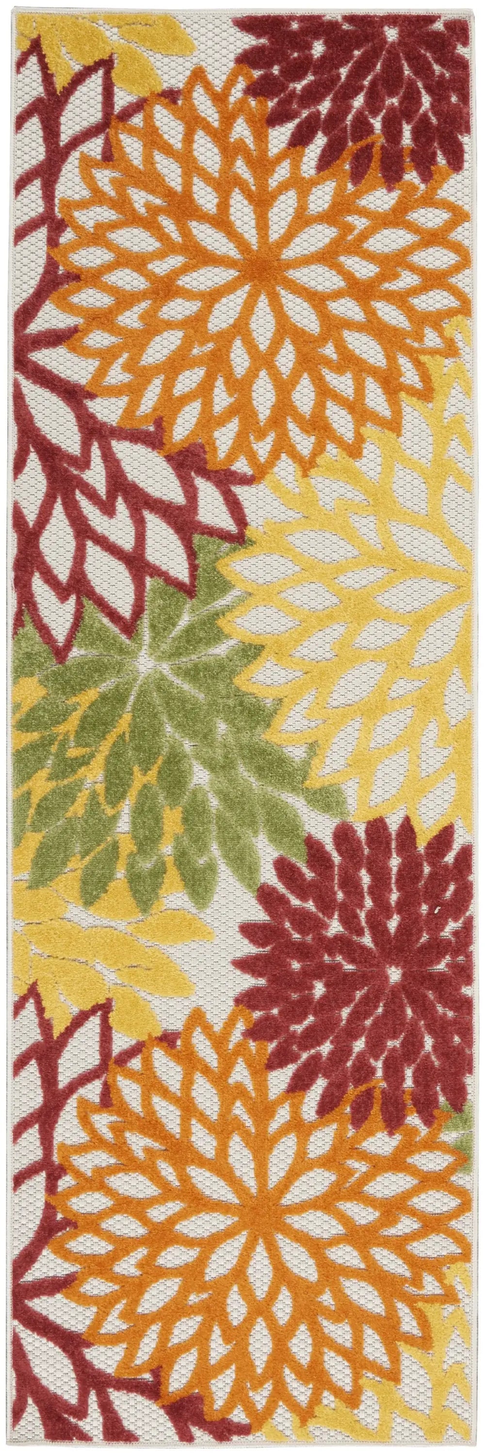 2' X 8' Red Floral Non Skid Indoor Outdoor Runner Rug - Homeroots - Flyclothing LLC