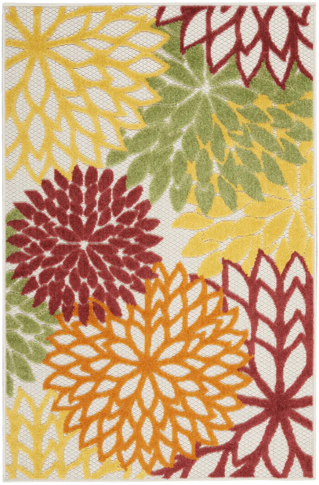 3' X 4' Red Floral Non Skid Indoor Outdoor Area Rug - Homeroots - Flyclothing LLC