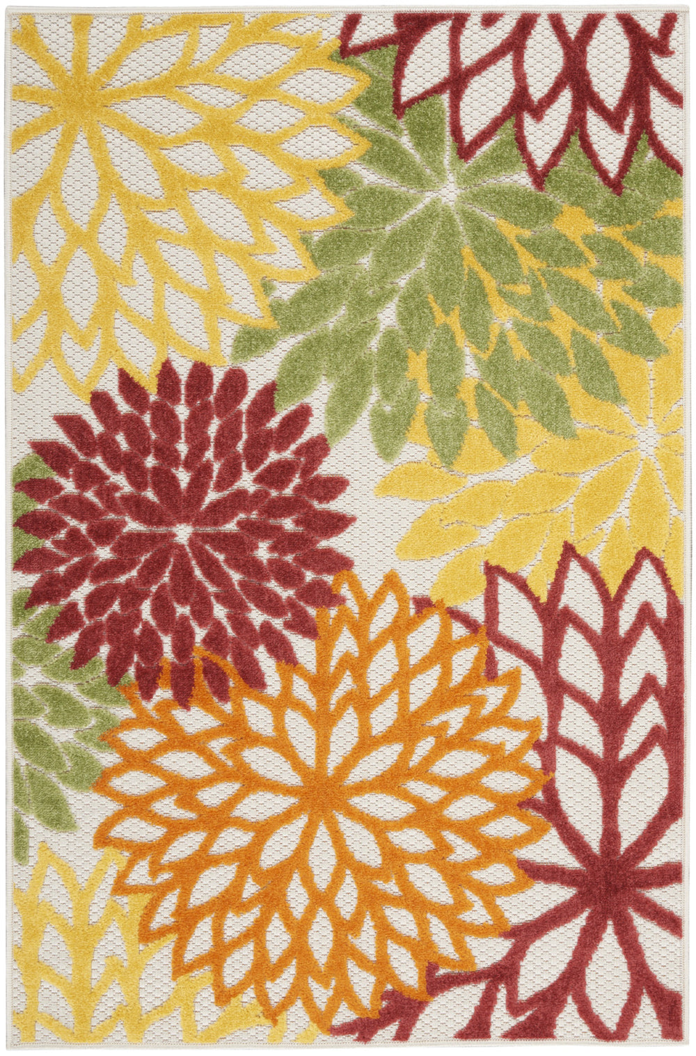 3' X 4' Red Floral Non Skid Indoor Outdoor Area Rug - Homeroots