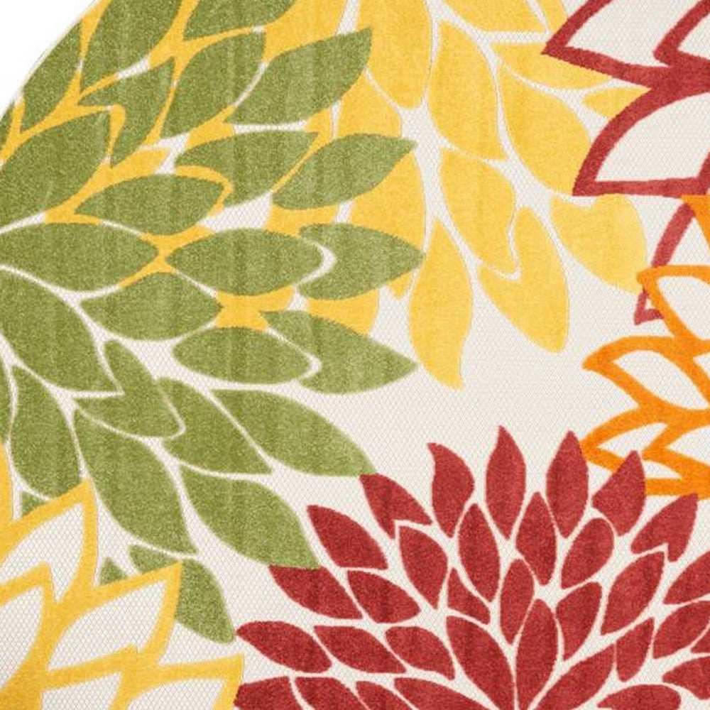 8' X 8' Red Round Floral Non Skid Indoor Outdoor Area Rug - Homeroots - Flyclothing LLC