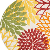 8' X 8' Red Round Floral Non Skid Indoor Outdoor Area Rug - Homeroots - Flyclothing LLC
