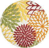 8' X 8' Red Round Floral Non Skid Indoor Outdoor Area Rug - Homeroots