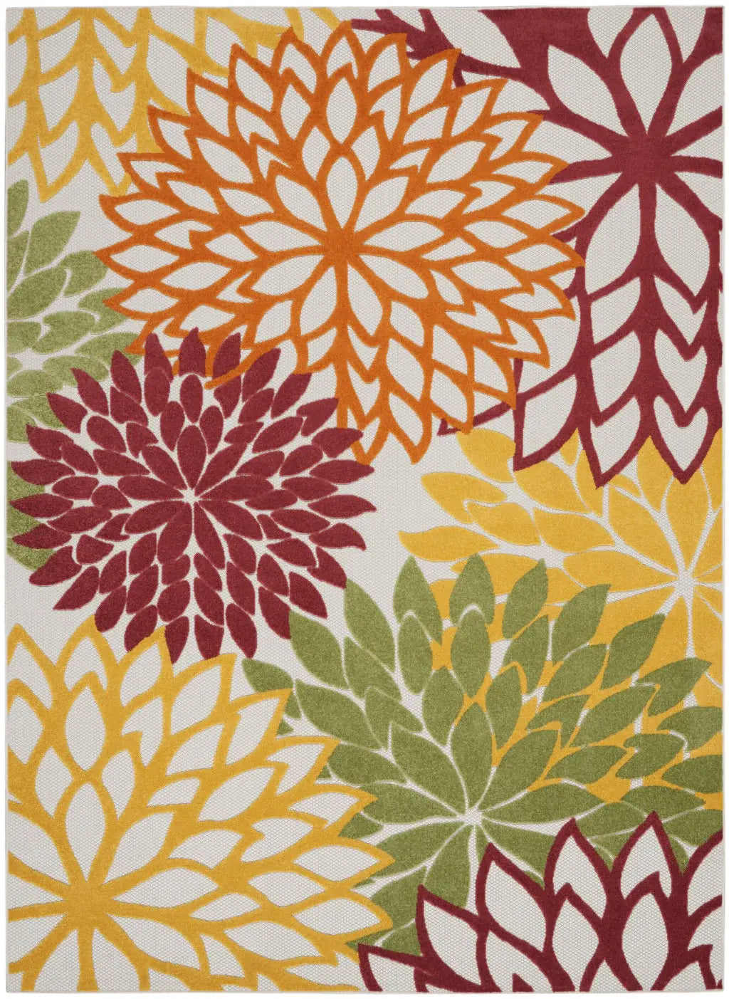 9' X 12' Red Floral Non Skid Indoor Outdoor Area Rug - Homeroots - Flyclothing LLC