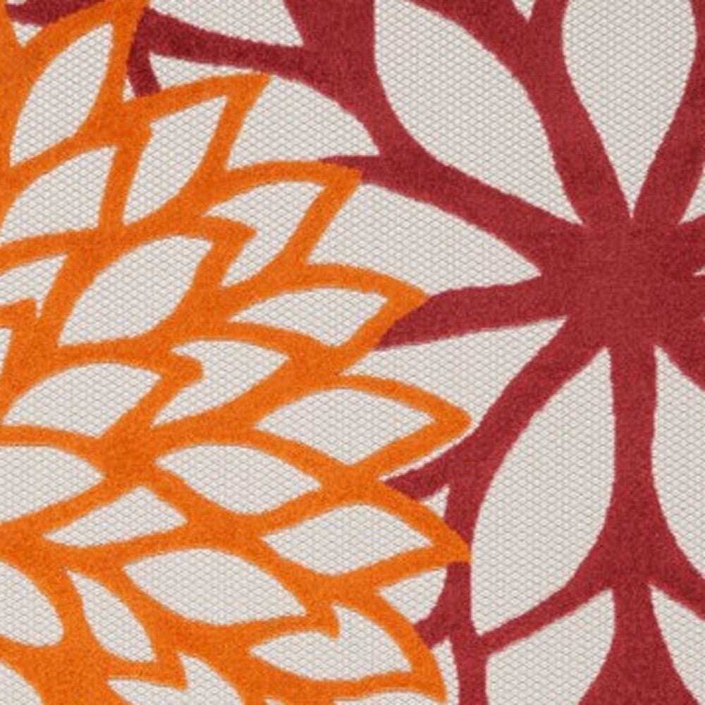 10' X 13' Red Floral Non Skid Indoor Outdoor Area Rug - Homeroots - Flyclothing LLC