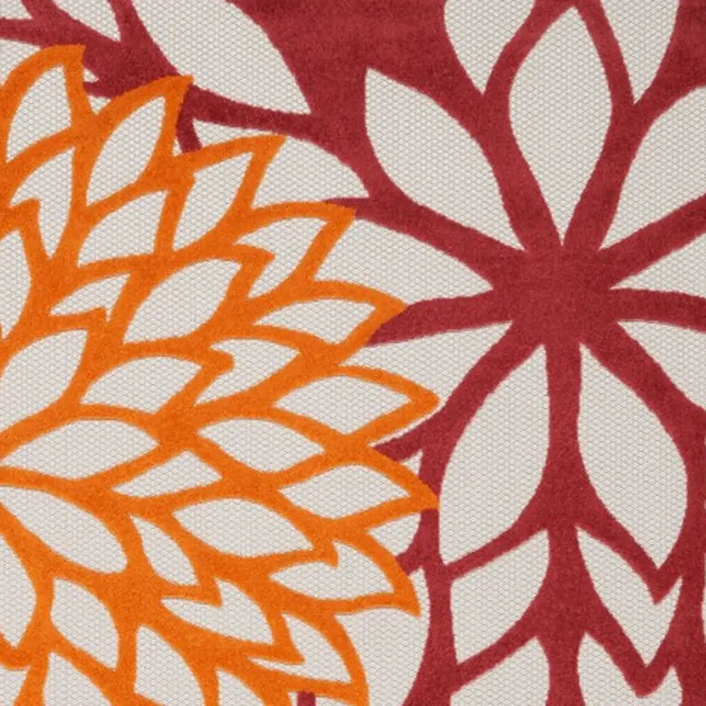10' X 13' Red Floral Non Skid Indoor Outdoor Area Rug - Homeroots - Flyclothing LLC
