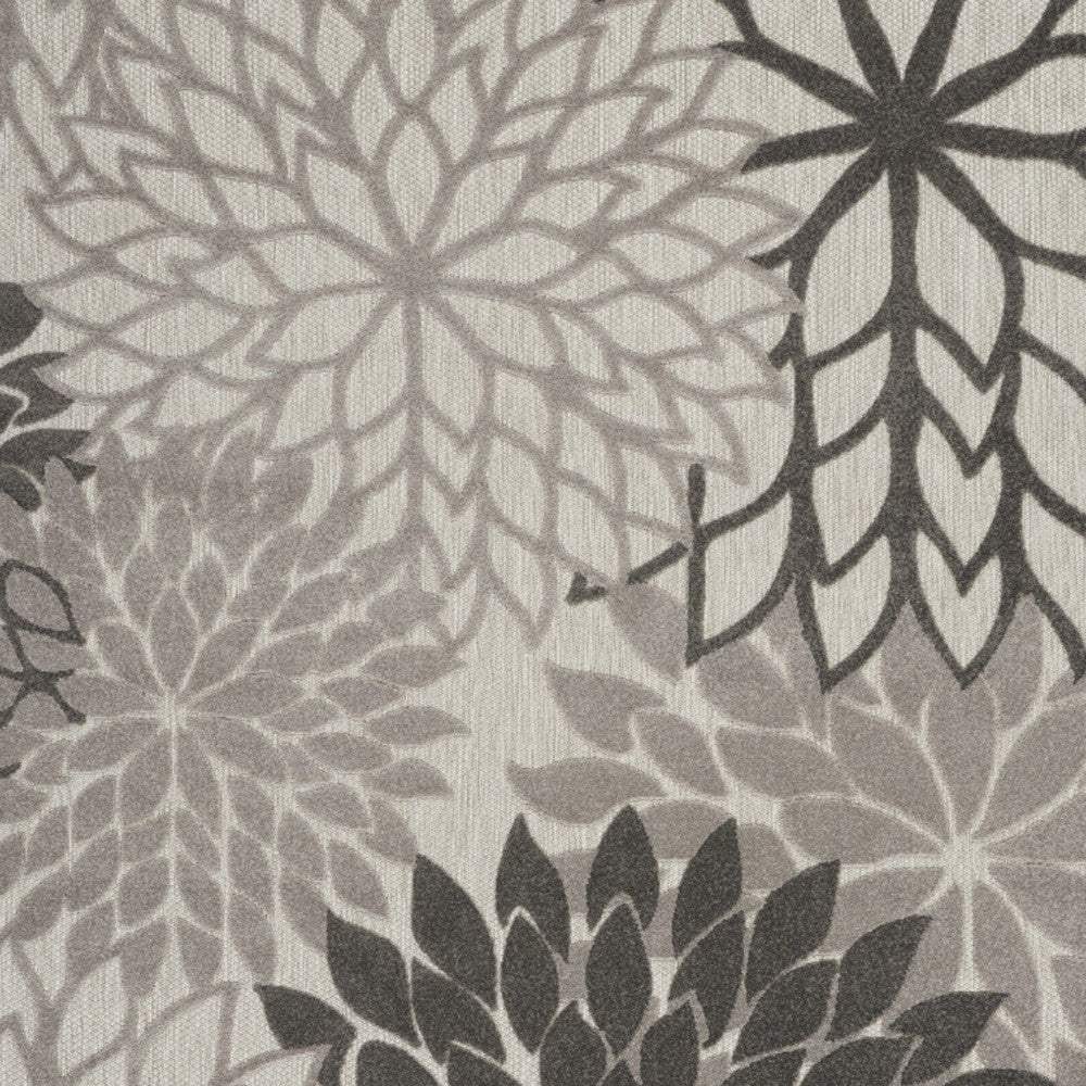 10' X 13' Silver Grey Floral Non Skid Indoor Outdoor Area Rug - Homeroots - Flyclothing LLC