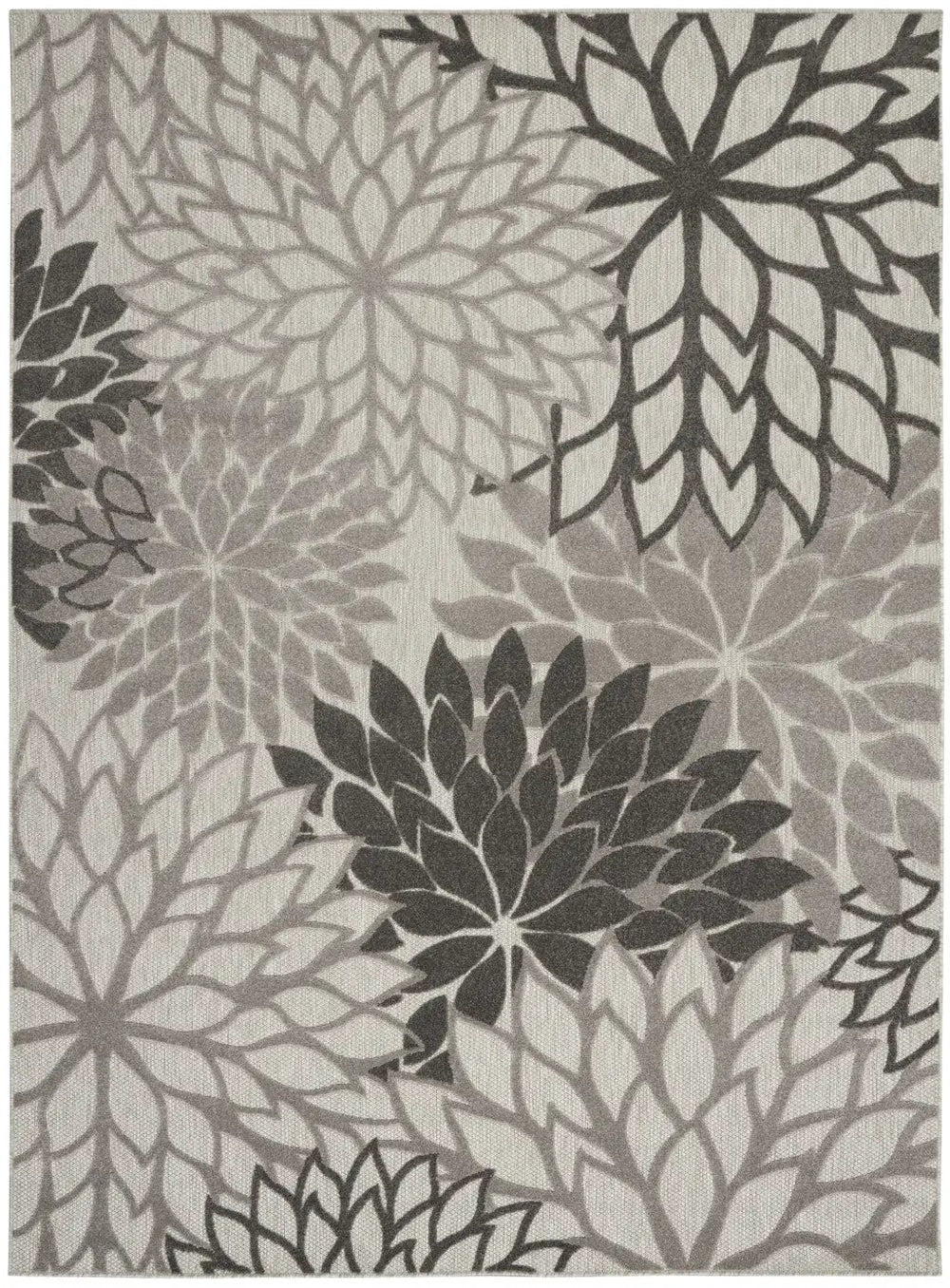 10' X 13' Silver Grey Floral Non Skid Indoor Outdoor Area Rug - Homeroots