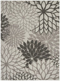 10' X 13' Silver Grey Floral Non Skid Indoor Outdoor Area Rug - Homeroots