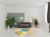 8' X 8' Turquoise Round Floral Non Skid Indoor Outdoor Area Rug - Homeroots