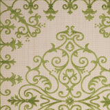 10' X 13' Green Damask Non Skid Indoor Outdoor Area Rug