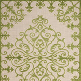 10' X 13' Green Damask Non Skid Indoor Outdoor Area Rug