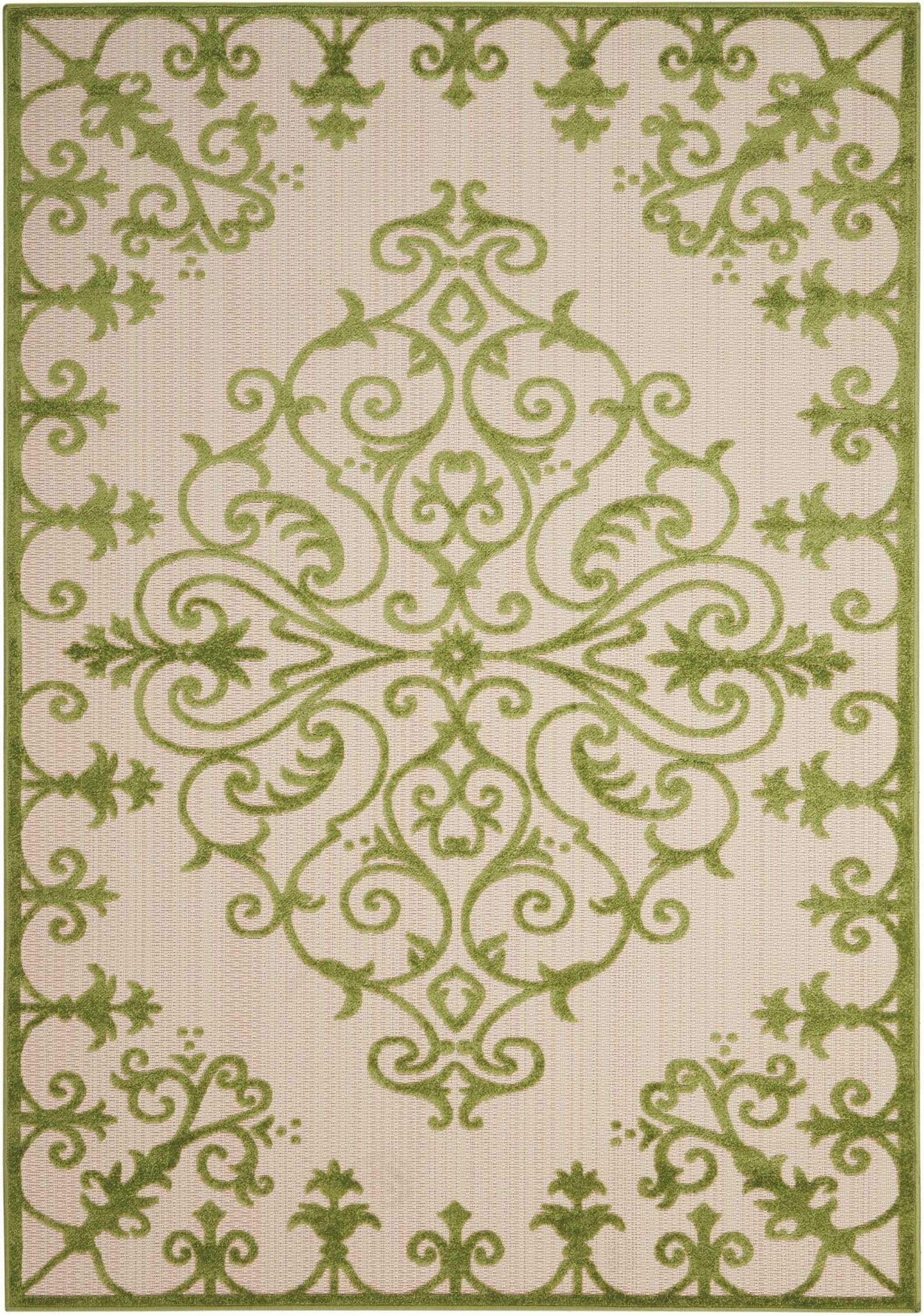 10' X 13' Green Damask Non Skid Indoor Outdoor Area Rug - Homeroots - Flyclothing LLC