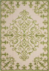 10' X 13' Green Damask Non Skid Indoor Outdoor Area Rug - Homeroots - Flyclothing LLC