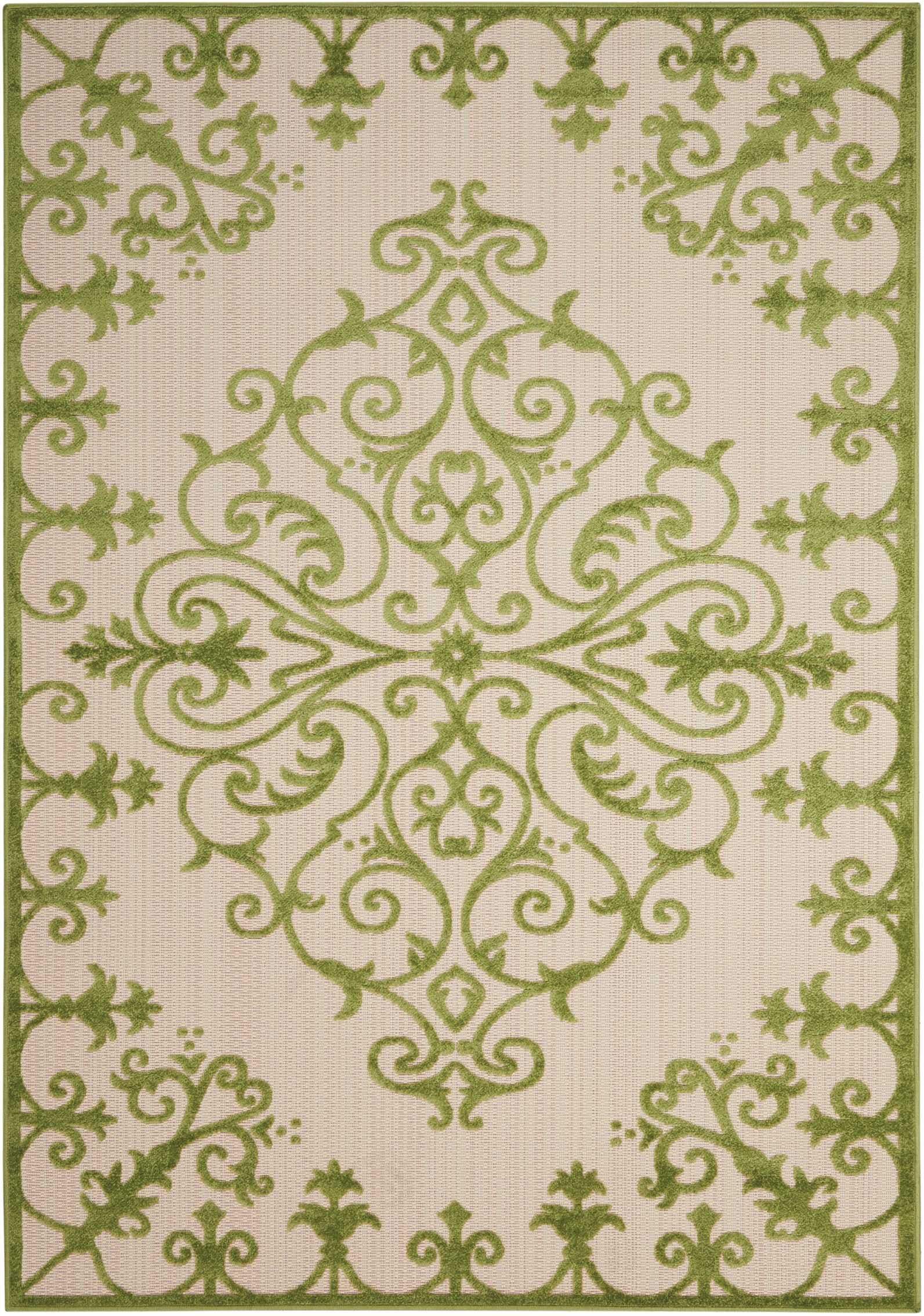 10' X 13' Green Damask Non Skid Indoor Outdoor Area Rug - Homeroots - Flyclothing LLC