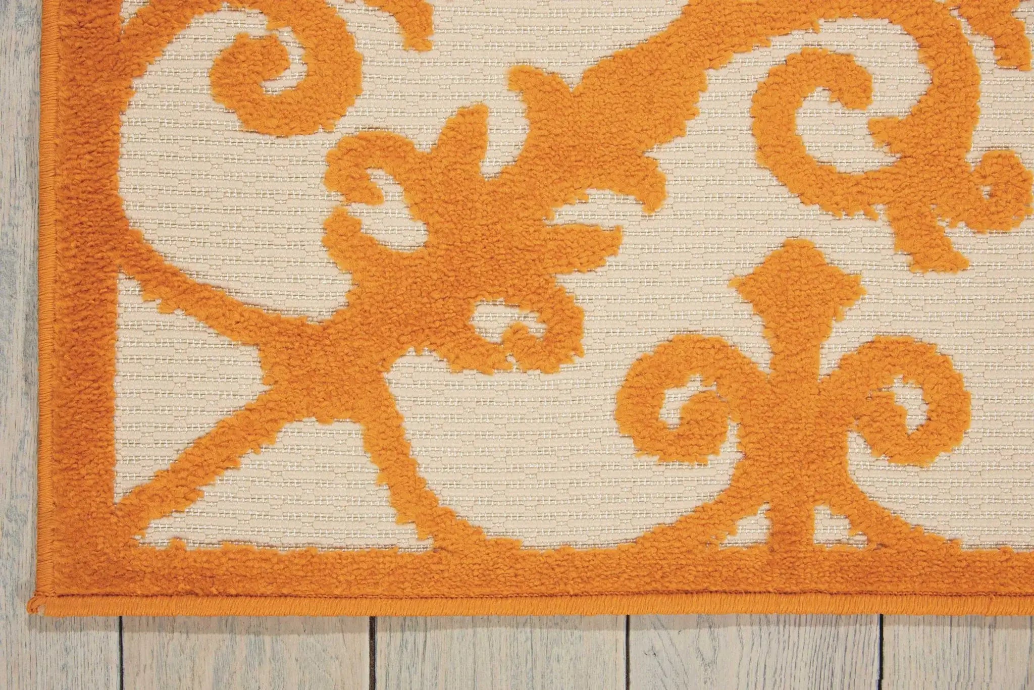 10' X 13' Orange Damask Non Skid Indoor Outdoor Area Rug - Homeroots - Flyclothing LLC