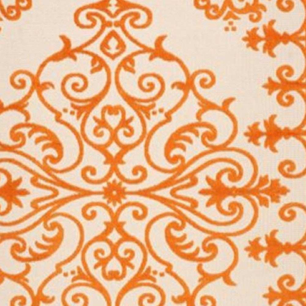 10' X 13' Orange Damask Non Skid Indoor Outdoor Area Rug - Homeroots - Flyclothing LLC