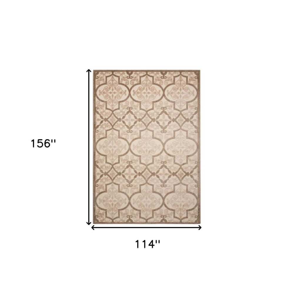 10' X 13' Cream Ikat Non Skid Indoor Outdoor Area Rug - Homeroots - Flyclothing LLC