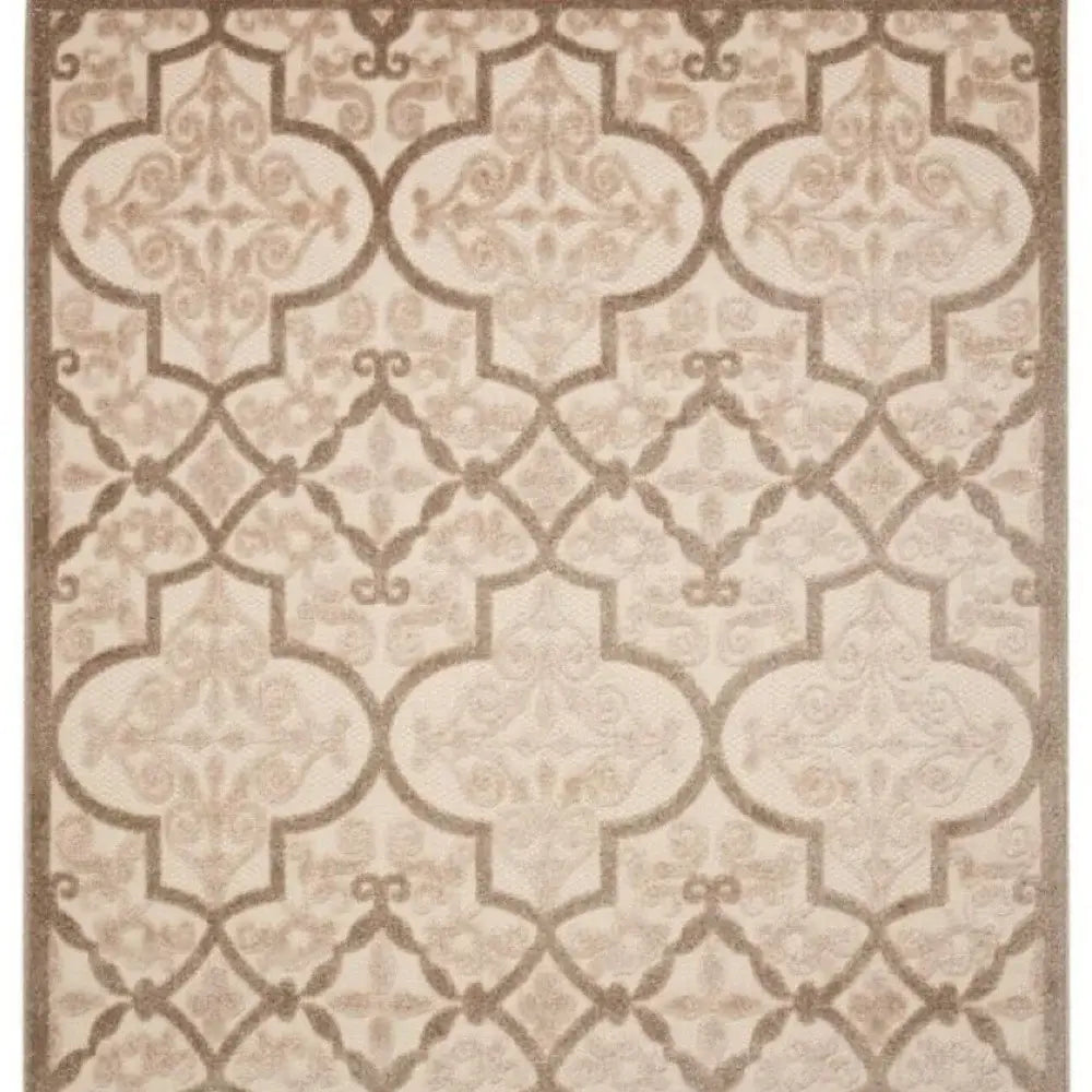 10' X 13' Cream Ikat Non Skid Indoor Outdoor Area Rug - Homeroots - Flyclothing LLC