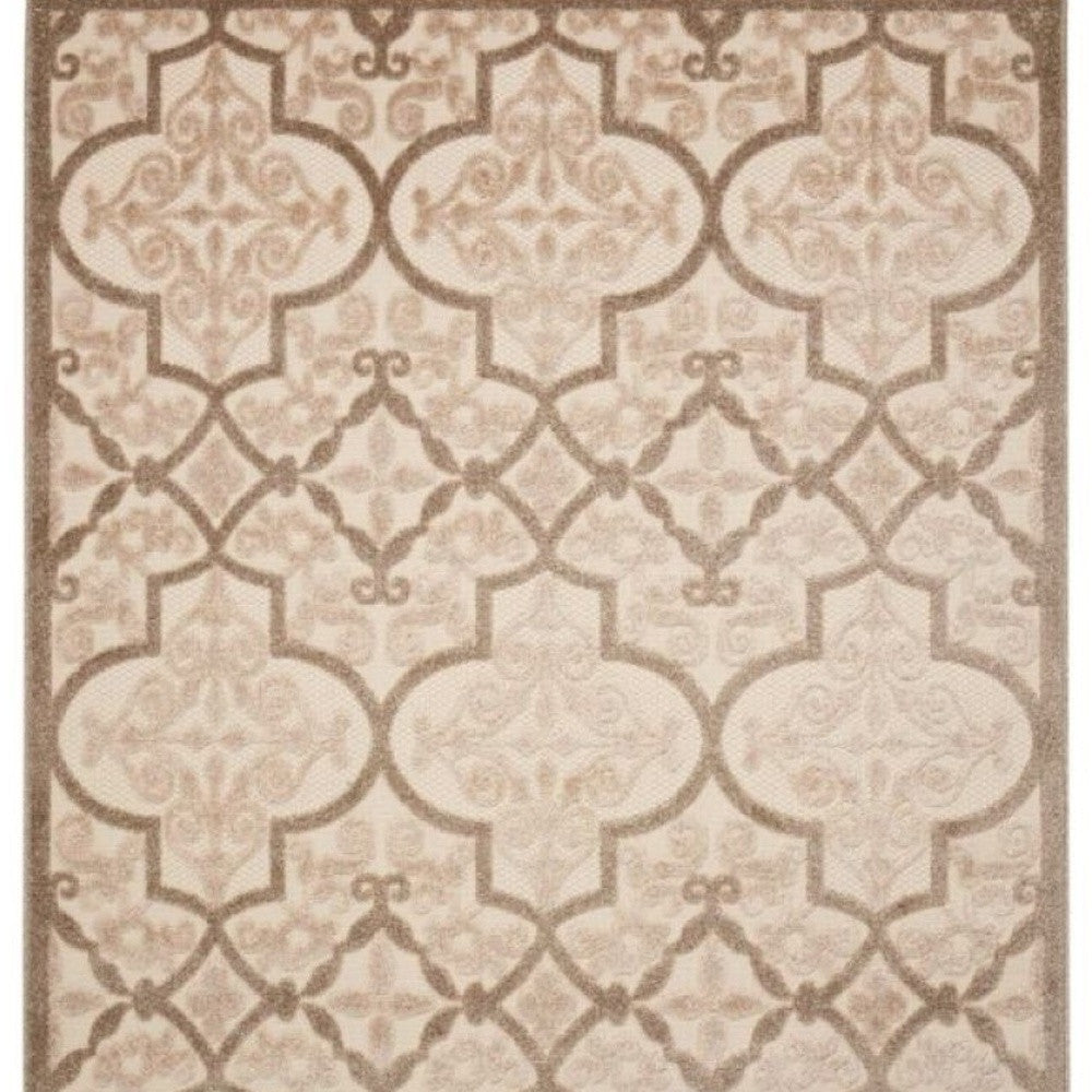 10' X 13' Cream Ikat Non Skid Indoor Outdoor Area Rug - Homeroots